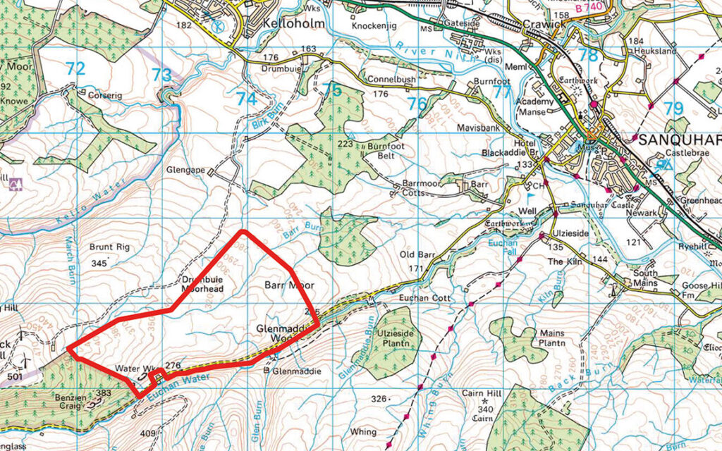 Map indicating area of proposed wind farm