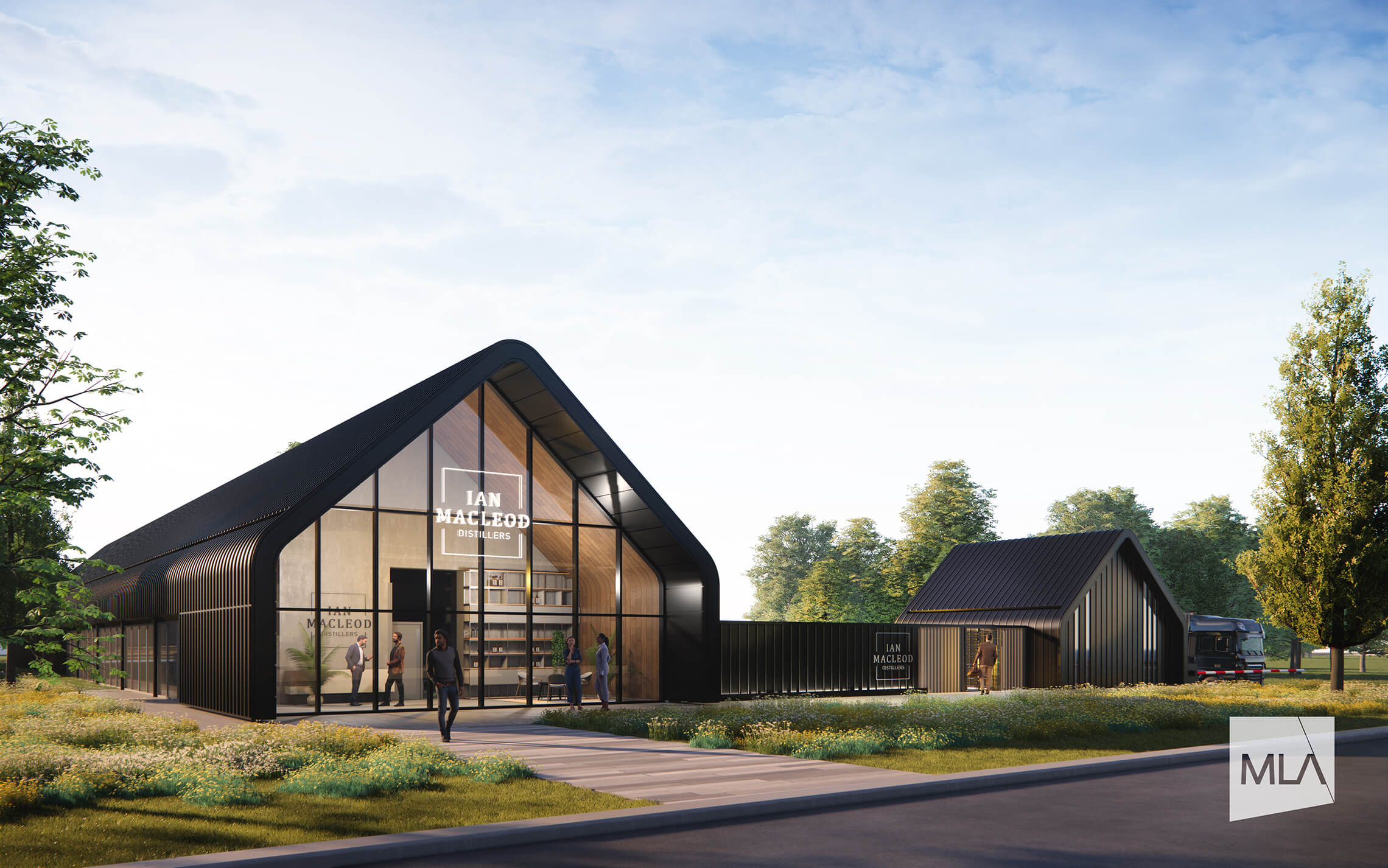 Colour CGI image of front of a proposed warehouse
